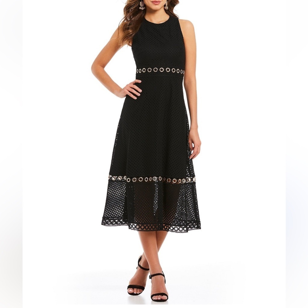 Gianni Bini Camilla Dress size 2 black eyelet Lace sleeveless